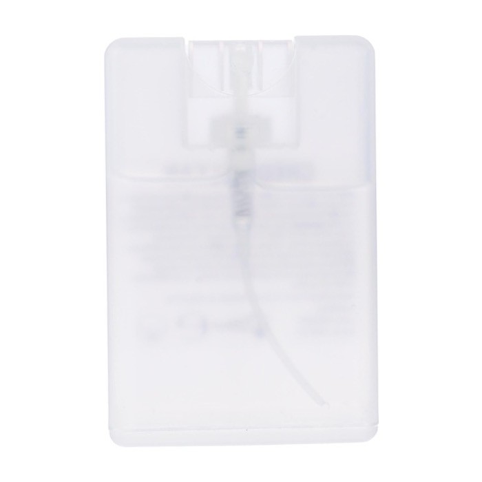 Spray de limpieza de manos con alcohol en forma rectangular color transparente primera vista Spray de limpieza de manos con alcohol en forma rectangular color transparente primera vista