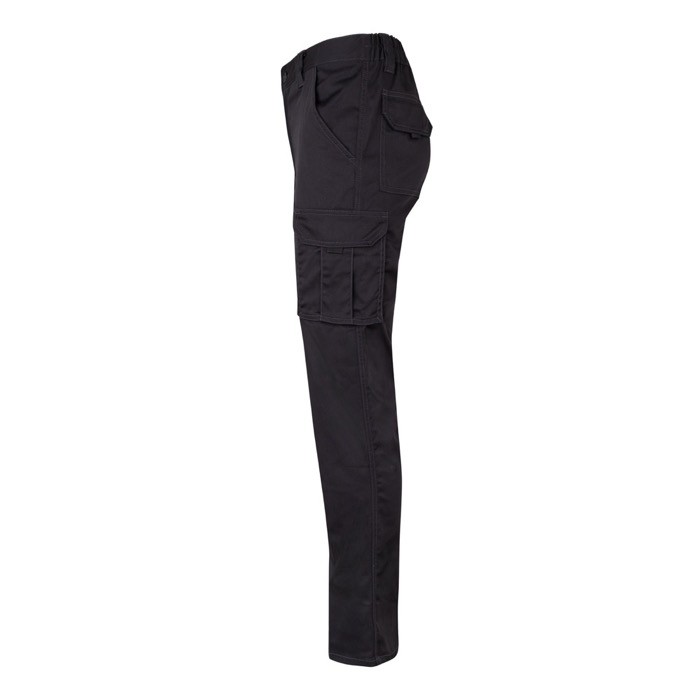 Pantalón multibolsillos unisex de algodón y poliéster 240 g/m2 color negro tercera vista Pantalón multibolsillos unisex de algodón y poliéster 240 g/m2 color negro tercera vista