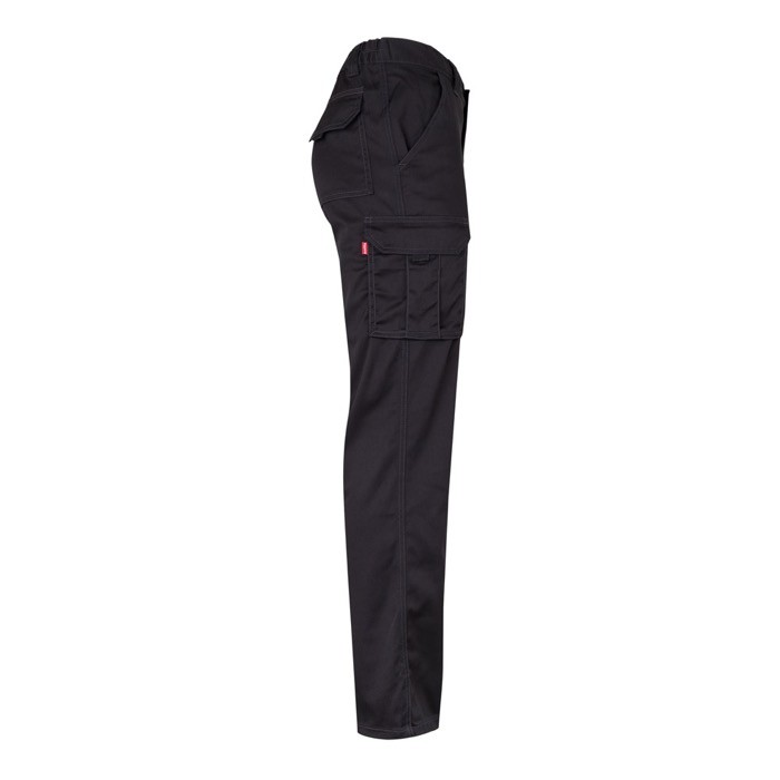 Pantalón multibolsillos unisex de algodón y poliéster 240 g/m2 color negro cuarta vista Pantalón multibolsillos unisex de algodón y poliéster 240 g/m2 color negro cuarta vista