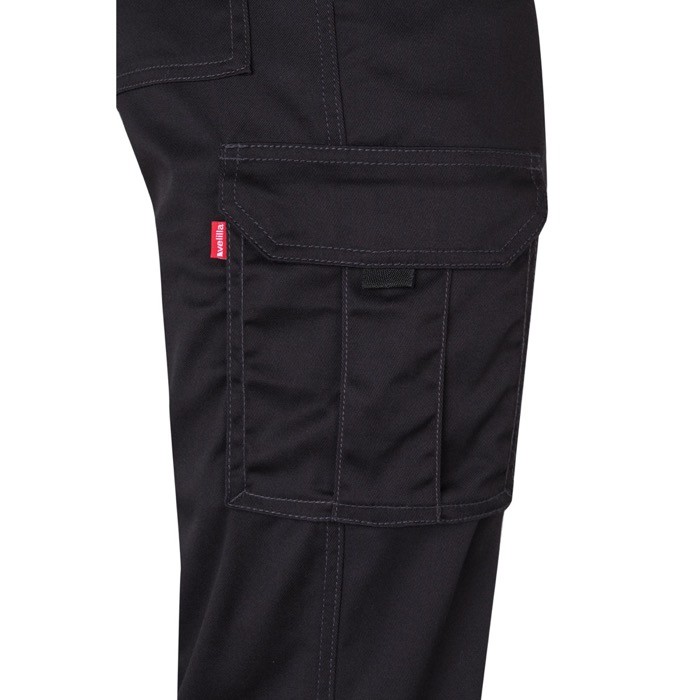 Pantalón multibolsillos unisex de algodón y poliéster 240 g/m2 color negro quinta vista Pantalón multibolsillos unisex de algodón y poliéster 240 g/m2 color negro quinta vista