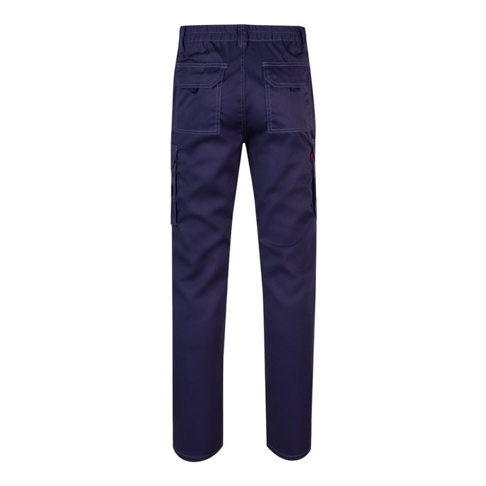 Pantalón multibolsillos unisex de algodón y poliéster 240 g/m2 color azul segunda vista Pantalón multibolsillos unisex de algodón y poliéster 240 g/m2 color azul segunda vista