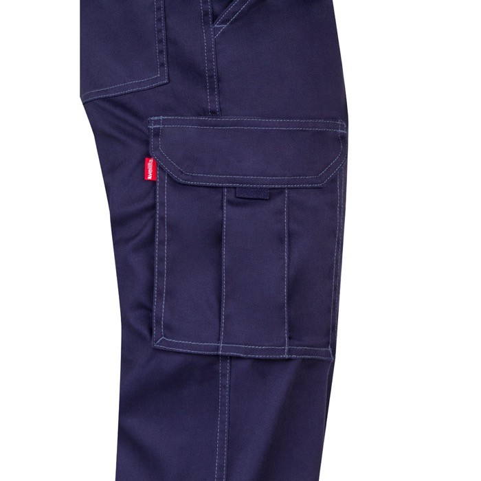 Pantalón multibolsillos unisex de algodón y poliéster 240 g/m2 color azul quinta vista Pantalón multibolsillos unisex de algodón y poliéster 240 g/m2 color azul quinta vista