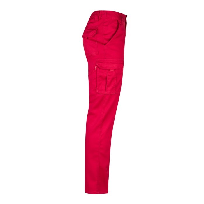 Pantalón multibolsillos unisex de algodón y poliéster 240 g/m2 color rojo cuarta vista Pantalón multibolsillos unisex de algodón y poliéster 240 g/m2 color rojo cuarta vista