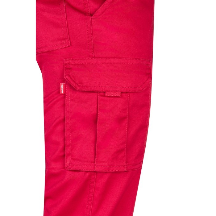 Pantalón multibolsillos unisex de algodón y poliéster 240 g/m2 color rojo quinta vista Pantalón multibolsillos unisex de algodón y poliéster 240 g/m2 color rojo quinta vista