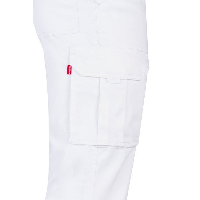 Pantalón multibolsillos unisex de algodón y poliéster 240 g/m2 color blanco quinta vista Pantalón multibolsillos unisex de algodón y poliéster 240 g/m2 color blanco quinta vista