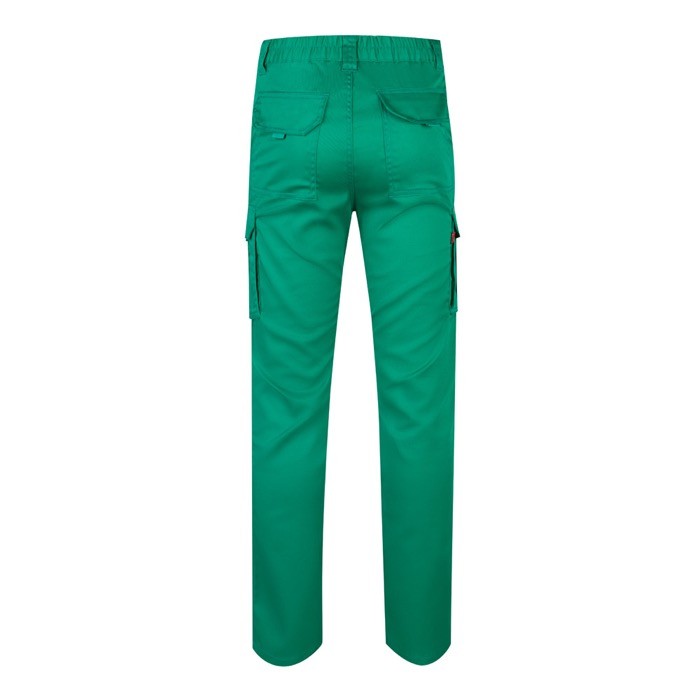 Pantalón multibolsillos unisex de algodón y poliéster 240 g/m2 color verde segunda vista Pantalón multibolsillos unisex de algodón y poliéster 240 g/m2 color verde segunda vista