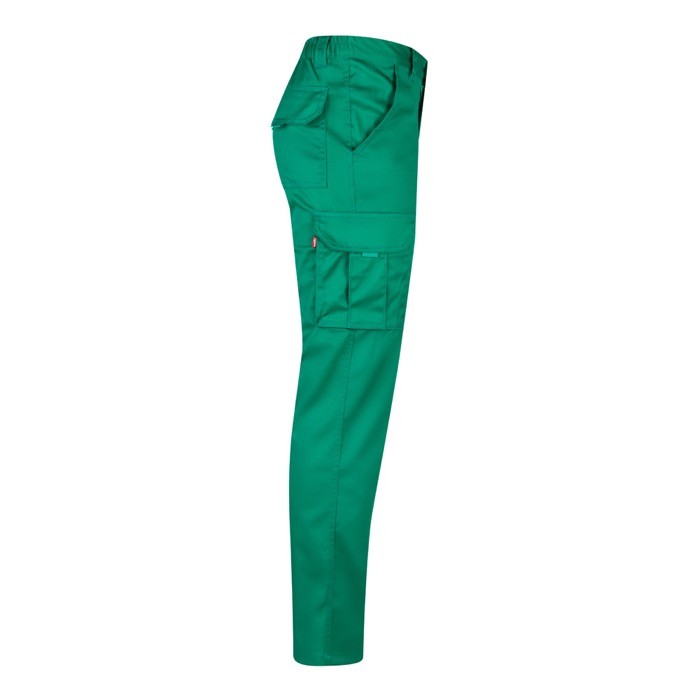 Pantalón multibolsillos unisex de algodón y poliéster 240 g/m2 color verde cuarta vista Pantalón multibolsillos unisex de algodón y poliéster 240 g/m2 color verde cuarta vista