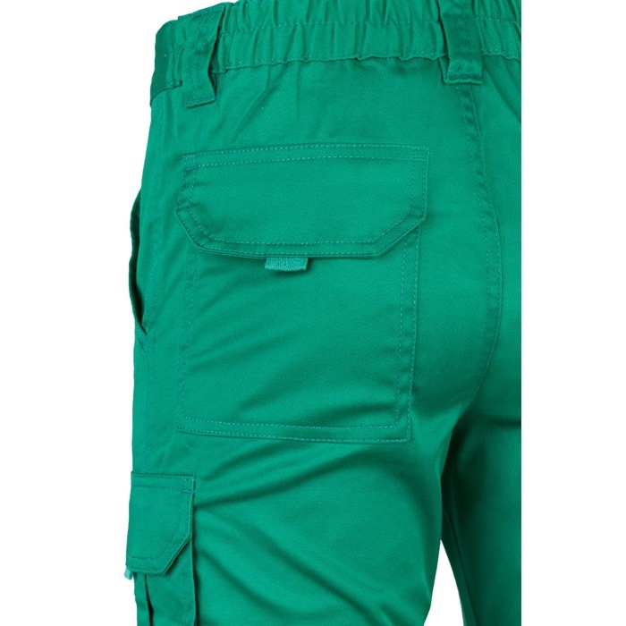 Pantalón multibolsillos unisex de algodón y poliéster 240 g/m2 color verde sexta vista Pantalón multibolsillos unisex de algodón y poliéster 240 g/m2 color verde sexta vista