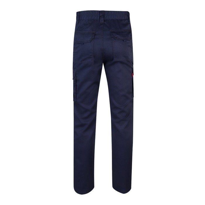 Pantalón multibolsillos unisex de algodón y poliéster 240 g/m2 color azul marino segunda vista Pantalón multibolsillos unisex de algodón y poliéster 240 g/m2 color azul marino segunda vista