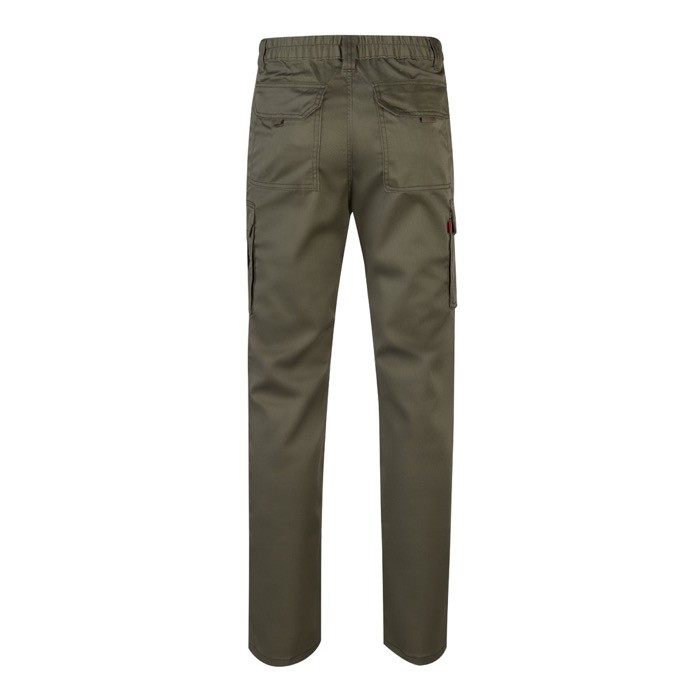 Pantalón multibolsillos unisex de algodón y poliéster 240 g/m2 color verde militar segunda vista Pantalón multibolsillos unisex de algodón y poliéster 240 g/m2 color verde militar segunda vista