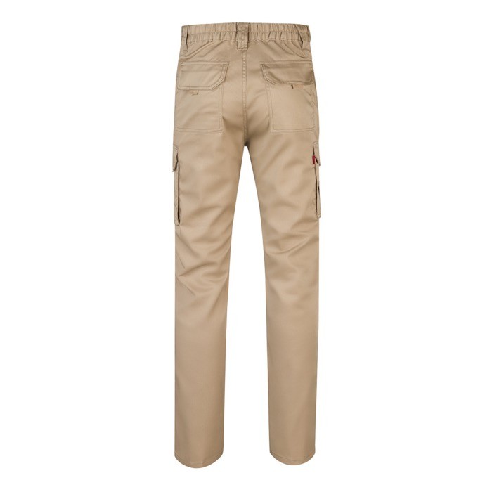 Pantalón multibolsillos unisex de algodón y poliéster 240 g/m2 color natural segunda vista Pantalón multibolsillos unisex de algodón y poliéster 240 g/m2 color natural segunda vista