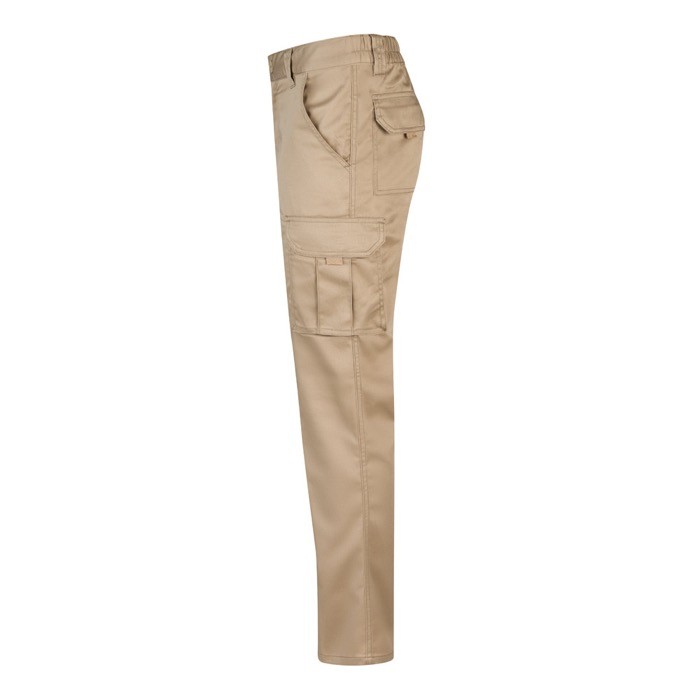 Pantalón multibolsillos unisex de algodón y poliéster 240 g/m2 color natural tercera vista Pantalón multibolsillos unisex de algodón y poliéster 240 g/m2 color natural tercera vista