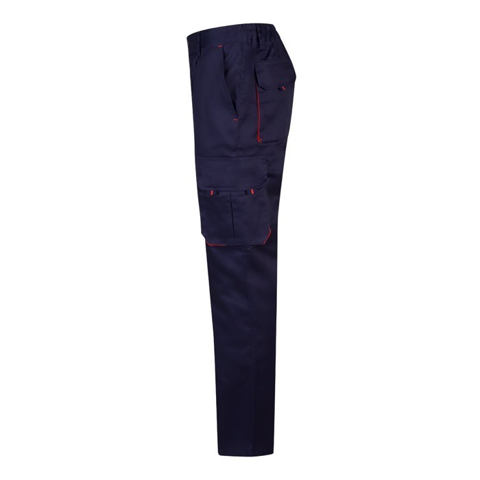 Pantalón de trabajo de sarga con varios bolsillos 200 g/m2 color rojo tercera vista Pantalón de trabajo de sarga con varios bolsillos 200 g/m2 color rojo tercera vista