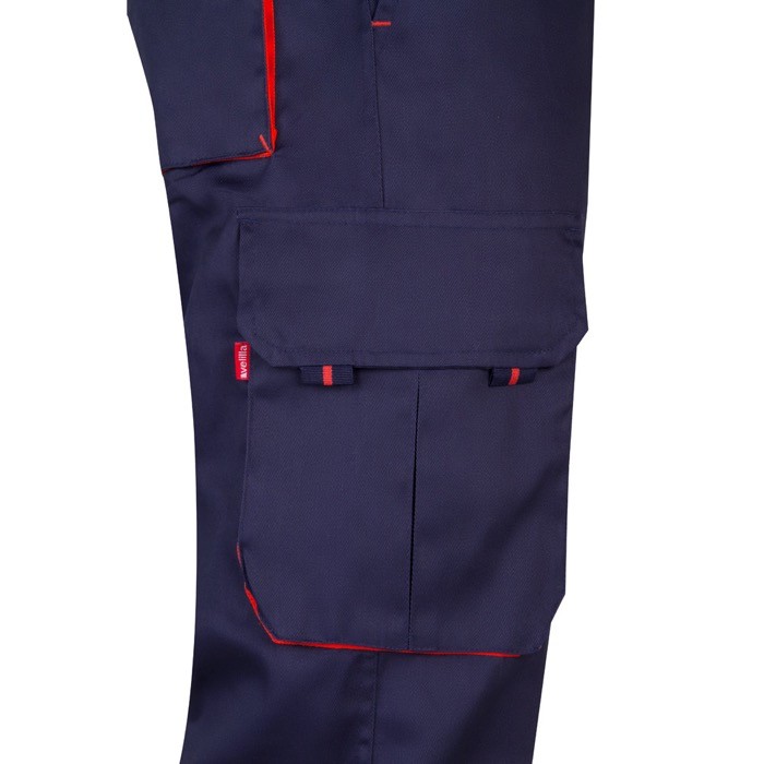 Pantalón de trabajo de sarga con varios bolsillos 200 g/m2 color rojo quinta vista Pantalón de trabajo de sarga con varios bolsillos 200 g/m2 color rojo quinta vista