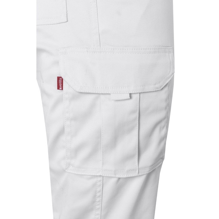 Pantalón de trabajo unisex con bolsillos 290 g/m2 color blanco quinta vista Pantalón de trabajo unisex con bolsillos 290 g/m2 color blanco quinta vista