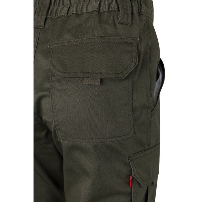 Pantalón de trabajo unisex con bolsillos 290 g/m2 color verde militar sexta vista Pantalón de trabajo unisex con bolsillos 290 g/m2 color verde militar sexta vista