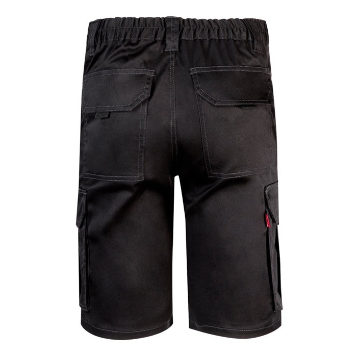 Bermudas elásticas con bolsillos de algodón y poliéster 240 g/m2 color negro segunda vista Bermudas elásticas con bolsillos de algodón y poliéster 240 g/m2 color negro segunda vista