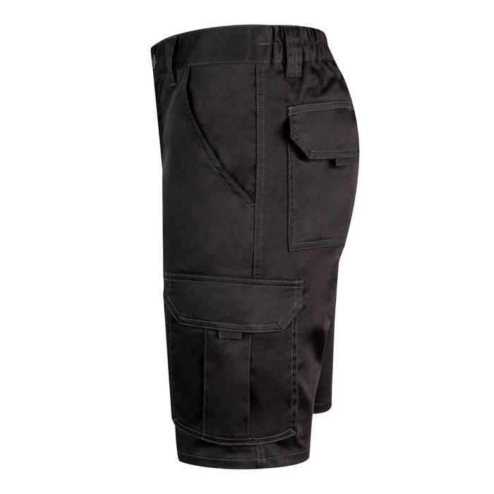 Bermudas elásticas con bolsillos de algodón y poliéster 240 g/m2 color negro tercera vista Bermudas elásticas con bolsillos de algodón y poliéster 240 g/m2 color negro tercera vista