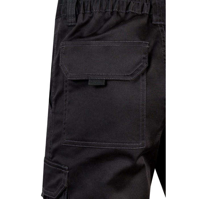 Bermudas elásticas con bolsillos de algodón y poliéster 240 g/m2 color negro sexta vista Bermudas elásticas con bolsillos de algodón y poliéster 240 g/m2 color negro sexta vista