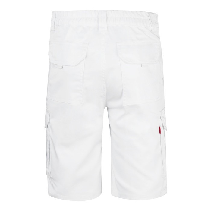 Bermudas elásticas con bolsillos de algodón y poliéster 240 g/m2 color blanco segunda vista Bermudas elásticas con bolsillos de algodón y poliéster 240 g/m2 color blanco segunda vista