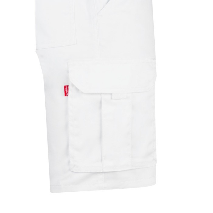 Bermudas elásticas con bolsillos de algodón y poliéster 240 g/m2 color blanco quinta vista Bermudas elásticas con bolsillos de algodón y poliéster 240 g/m2 color blanco quinta vista