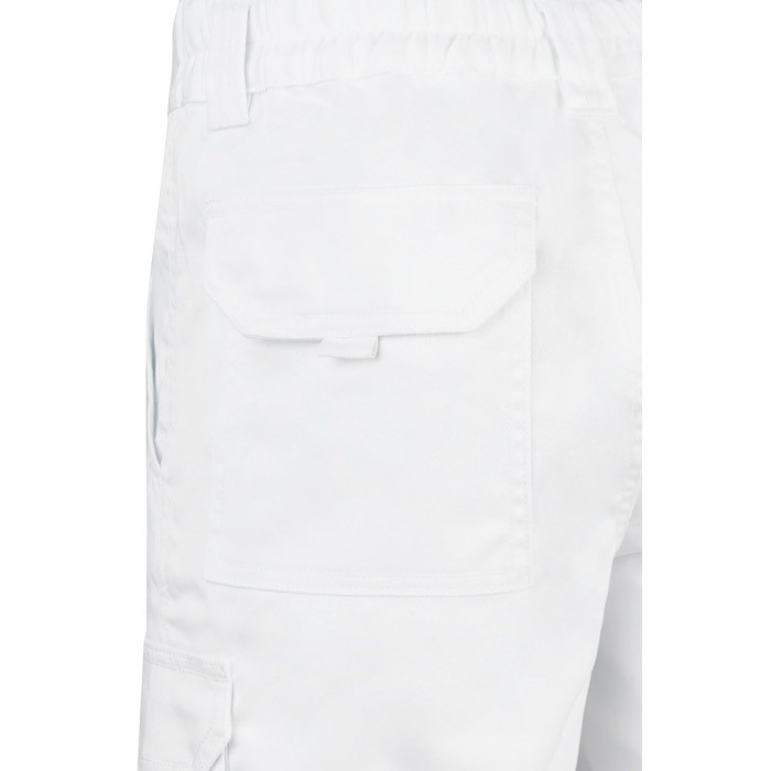 Bermudas elásticas con bolsillos de algodón y poliéster 240 g/m2 color blanco sexta vista Bermudas elásticas con bolsillos de algodón y poliéster 240 g/m2 color blanco sexta vista