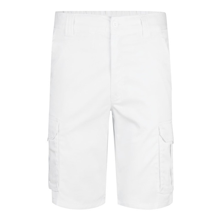Bermudas elásticas con bolsillos de algodón y poliéster 240 g/m2 color blanco Bermudas elásticas con bolsillos de algodón y poliéster 240 g/m2 color blanco