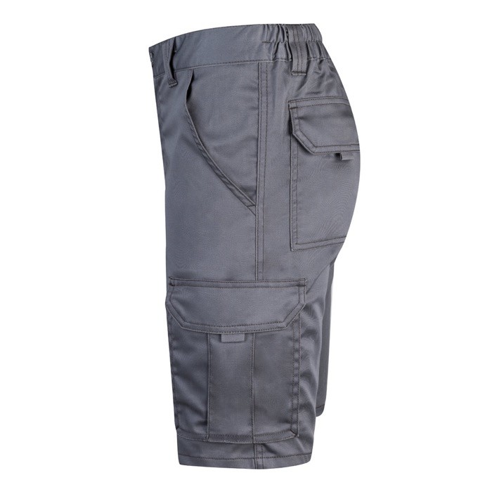 Bermudas elásticas con bolsillos de algodón y poliéster 240 g/m2 color gris tercera vista Bermudas elásticas con bolsillos de algodón y poliéster 240 g/m2 color gris tercera vista