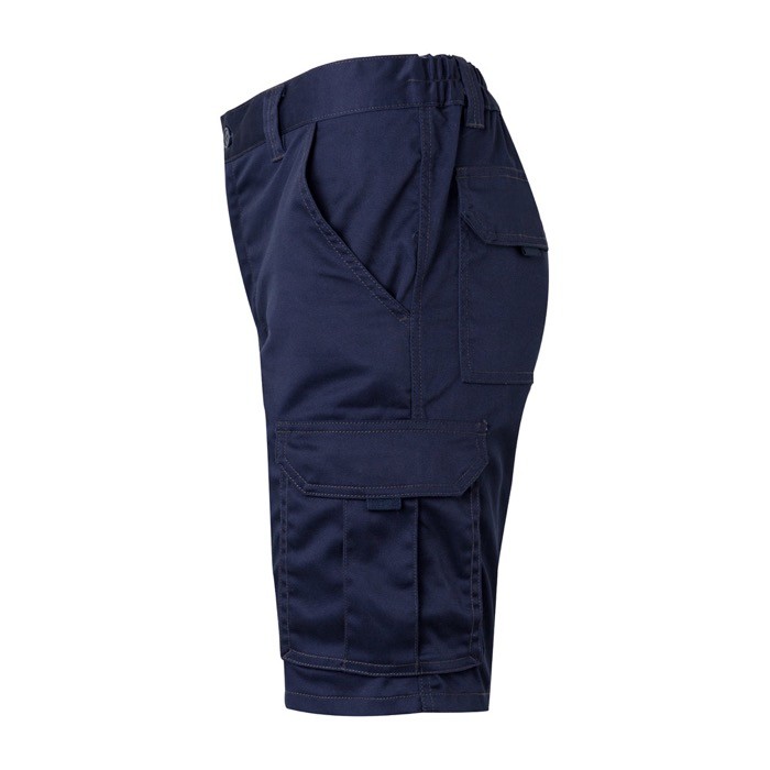 Bermudas elásticas con bolsillos de algodón y poliéster 240 g/m2 color azul marino tercera vista Bermudas elásticas con bolsillos de algodón y poliéster 240 g/m2 color azul marino tercera vista