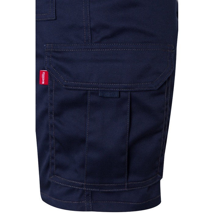 Bermudas elásticas con bolsillos de algodón y poliéster 240 g/m2 color azul marino quinta vista Bermudas elásticas con bolsillos de algodón y poliéster 240 g/m2 color azul marino quinta vista
