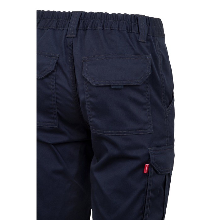 Bermudas elásticas con bolsillos de algodón y poliéster 240 g/m2 color azul marino sexta vista Bermudas elásticas con bolsillos de algodón y poliéster 240 g/m2 color azul marino sexta vista