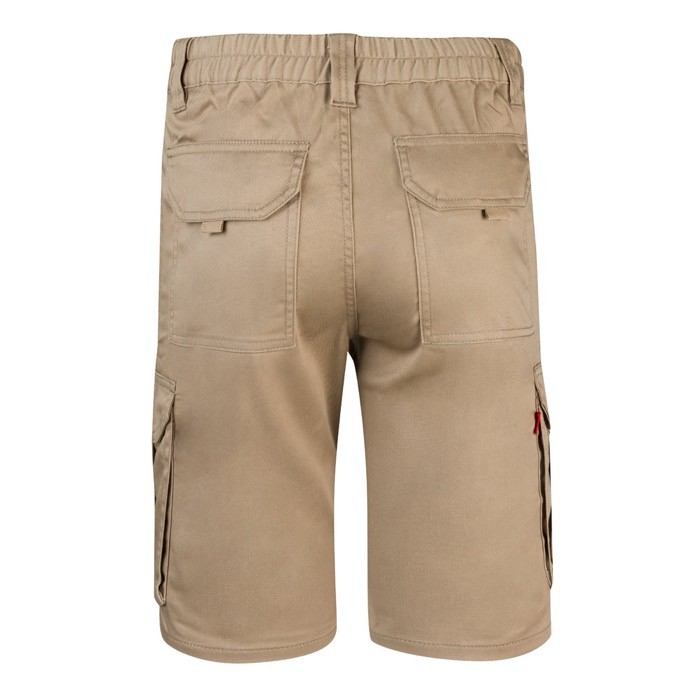 Bermudas elásticas con bolsillos de algodón y poliéster 240 g/m2 color natural segunda vista Bermudas elásticas con bolsillos de algodón y poliéster 240 g/m2 color natural segunda vista