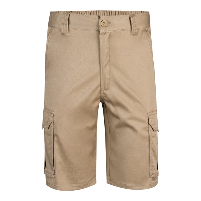 Bermudas elásticas con bolsillos de algodón y poliéster 240 g/m2 color natural Bermudas elásticas con bolsillos de algodón y poliéster 240 g/m2 color natural