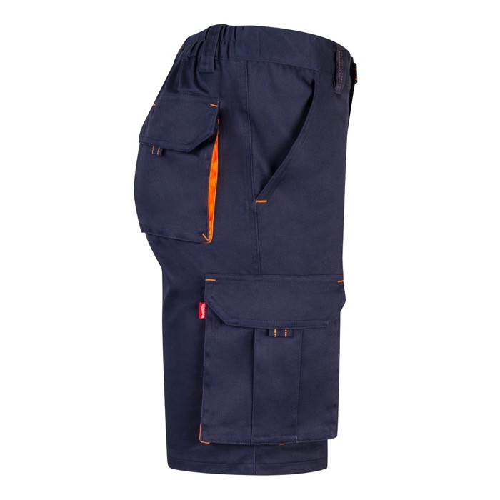 Bermudas laborales bicolor de algodón y poliéster 240 g/m2 color naranja cuarta vista Bermudas laborales bicolor de algodón y poliéster 240 g/m2 color naranja cuarta vista