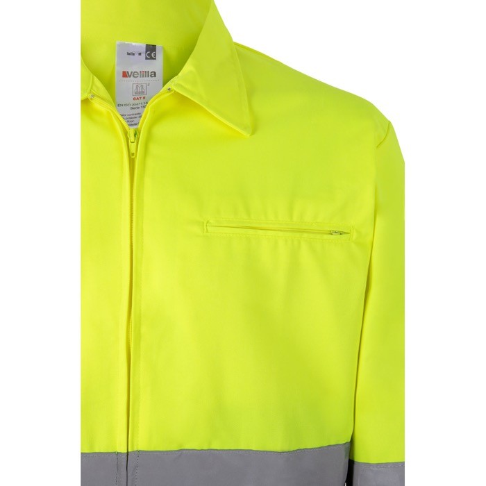 Chaqueta de trabajo extra grande en poliéster y algodón 210 g/m2 color gris quinta vista Chaqueta de trabajo extra grande en poliéster y algodón 210 g/m2 color gris quinta vista