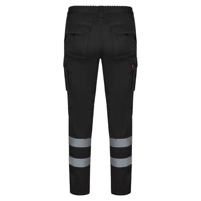 Pantalón de trabajo unisex con reflectantes 240 g/m2 color negro segunda vista Pantalón de trabajo unisex con reflectantes 240 g/m2 color negro segunda vista