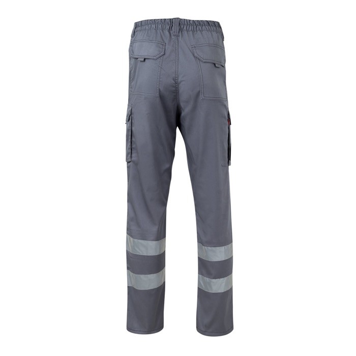 Pantalón de trabajo unisex con reflectantes 240 g/m2 color gris segunda vista Pantalón de trabajo unisex con reflectantes 240 g/m2 color gris segunda vista