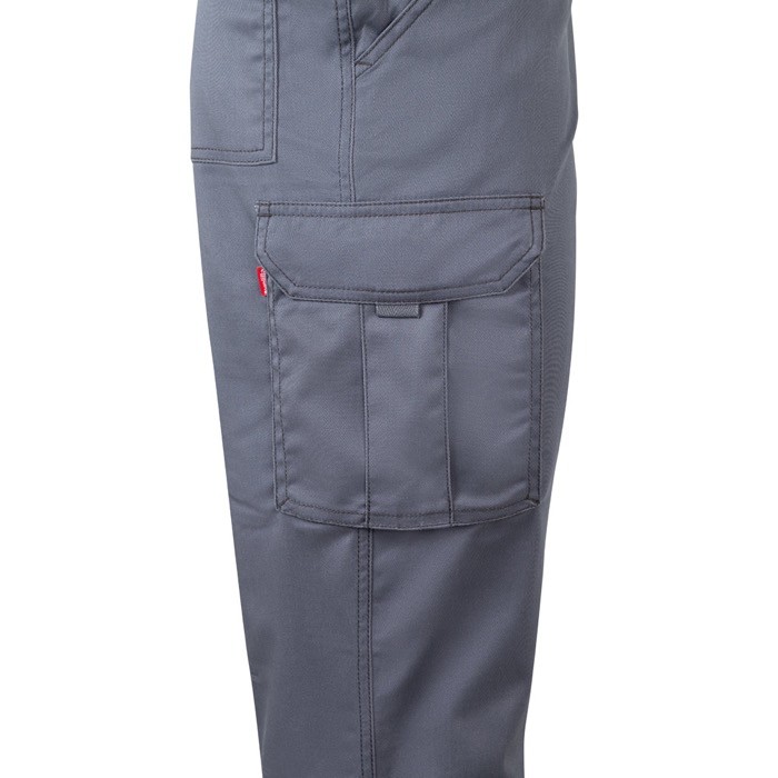Pantalón de trabajo unisex con reflectantes 240 g/m2 color gris sexta vista Pantalón de trabajo unisex con reflectantes 240 g/m2 color gris sexta vista