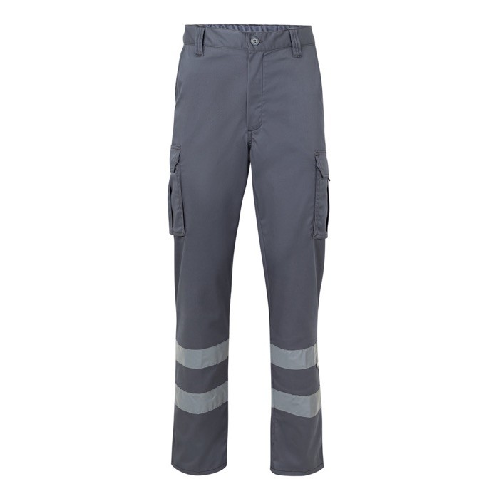 Pantalón de trabajo unisex con reflectantes 240 g/m2 color gris Pantalón de trabajo unisex con reflectantes 240 g/m2 color gris