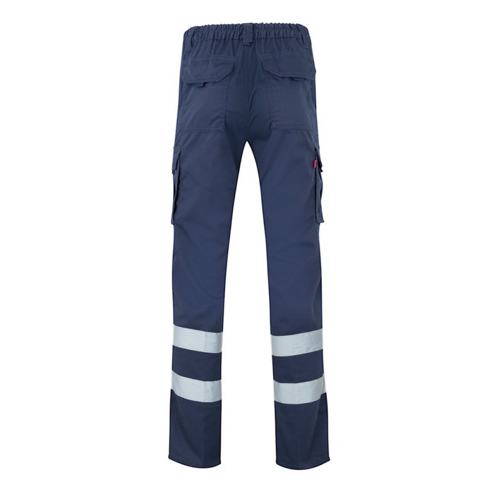 Pantalón de trabajo unisex con reflectantes 240 g/m2 color azul marino segunda vista Pantalón de trabajo unisex con reflectantes 240 g/m2 color azul marino segunda vista