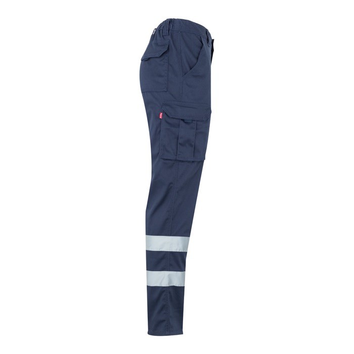Pantalón de trabajo unisex con reflectantes 240 g/m2 color azul marino cuarta vista Pantalón de trabajo unisex con reflectantes 240 g/m2 color azul marino cuarta vista