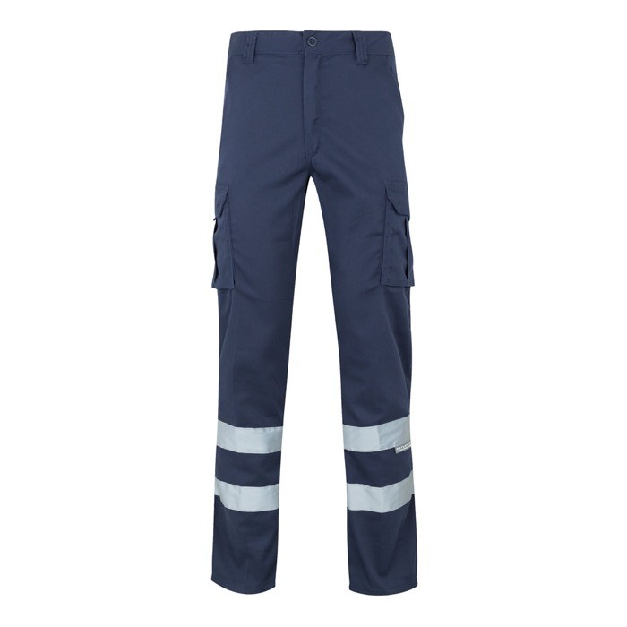 Pantalón de trabajo unisex con reflectantes 240 g/m2 color azul marino Pantalón de trabajo unisex con reflectantes 240 g/m2 color azul marino