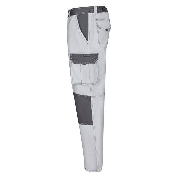 Pantalón de sarga de trabajo de algodón y poliéster 240 g/m2 color blanco tercera vista Pantalón de sarga de trabajo de algodón y poliéster 240 g/m2 color blanco tercera vista