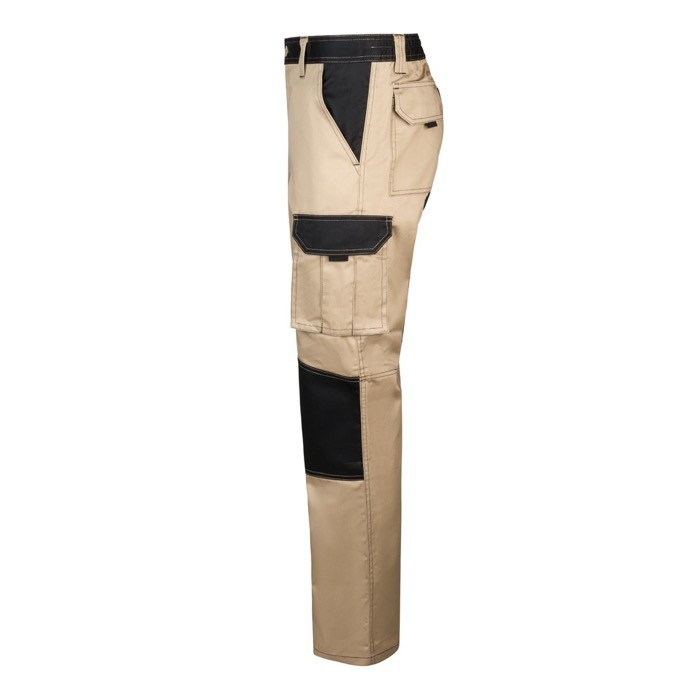 Pantalón de sarga de trabajo de algodón y poliéster 240 g/m2 color beige tercera vista Pantalón de sarga de trabajo de algodón y poliéster 240 g/m2 color beige tercera vista