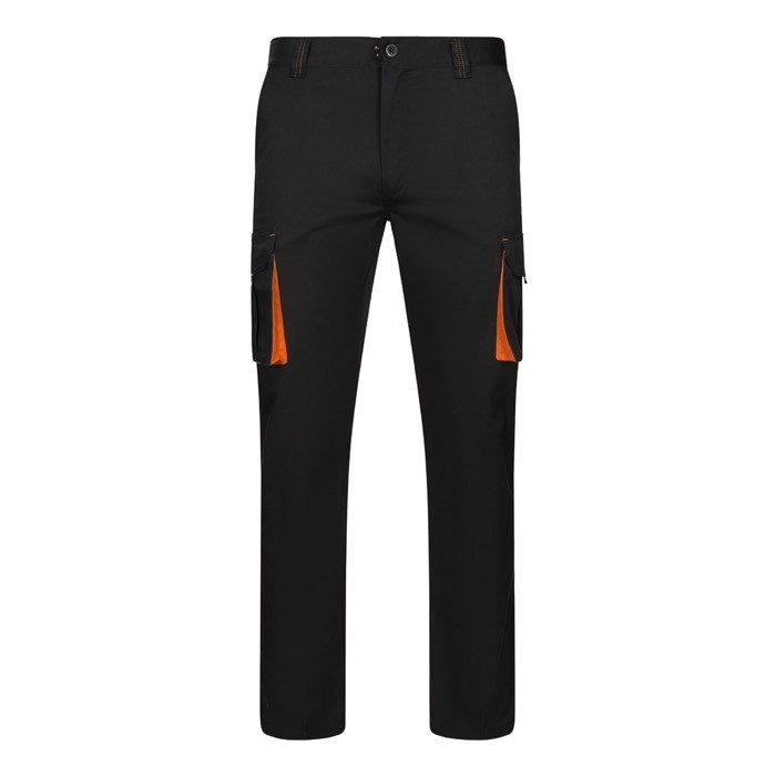 Pantalón laboral unisex bicolor en algodón y poliéster 240 g/m2 color naranja Pantalón laboral unisex bicolor en algodón y poliéster 240 g/m2 color naranja