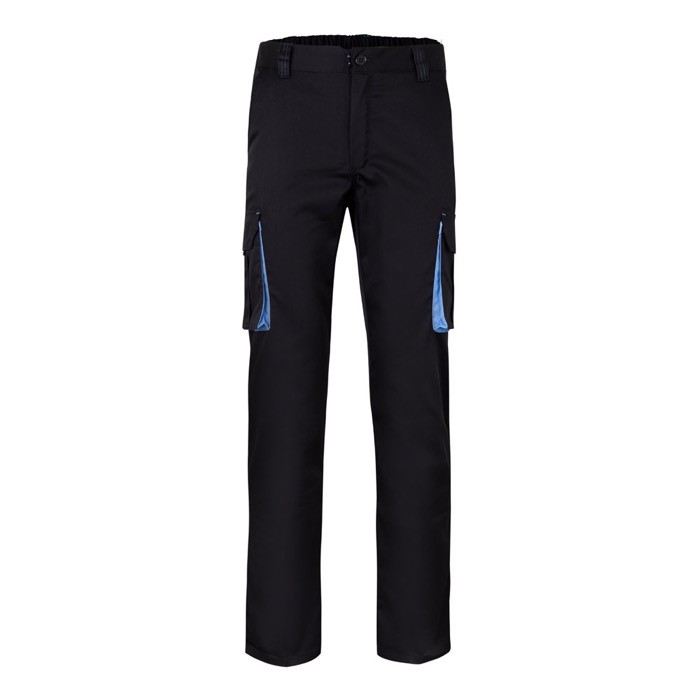 Pantalón laboral unisex bicolor en algodón y poliéster 240 g/m2 color azul claro Pantalón laboral unisex bicolor en algodón y poliéster 240 g/m2 color azul claro