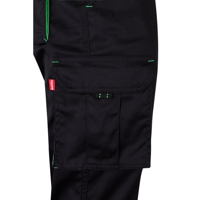 Pantalón laboral unisex bicolor en algodón y poliéster 240 g/m2 color verde quinta vista Pantalón laboral unisex bicolor en algodón y poliéster 240 g/m2 color verde quinta vista