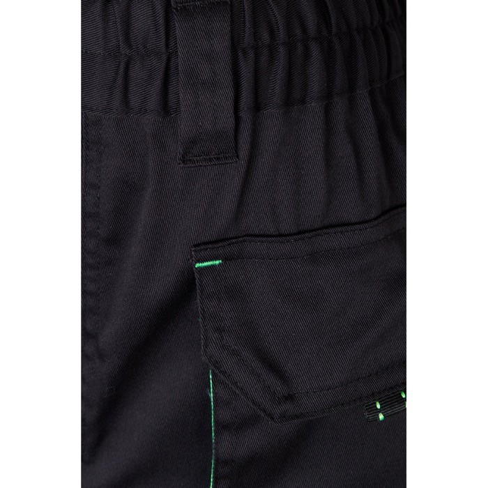 Pantalón laboral unisex bicolor en algodón y poliéster 240 g/m2 color verde septima vista Pantalón laboral unisex bicolor en algodón y poliéster 240 g/m2 color verde septima vista