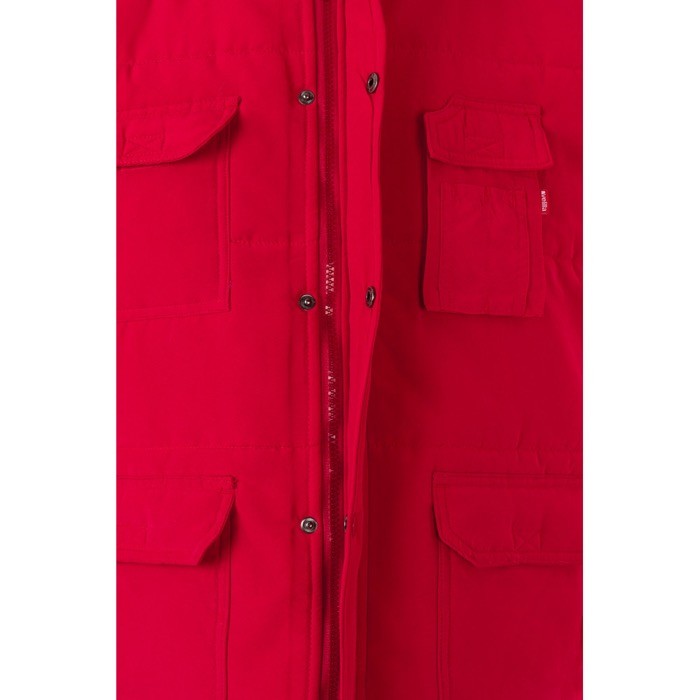 Chaleco multibolsillos acolchado de poliéster de 220 g/m2 color rojo cuarta vista Chaleco multibolsillos acolchado de poliéster de 220 g/m2 color rojo cuarta vista