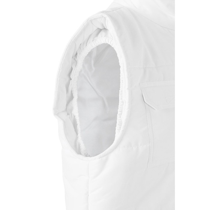 Chaleco multibolsillos acolchado de poliéster de 220 g/m2 color blanco quinta vista Chaleco multibolsillos acolchado de poliéster de 220 g/m2 color blanco quinta vista